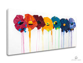 Pop art slika na platnu s motivom cveće, priroda u višebojnih nijansama, razigrana atmosfera, priroda i prolećna atmosfera, pogodan za hodnika | Autorska reprodukcija na platnu CVEĆE – glavna