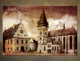 Klasičan slika na platnu s motivom arhitektura, gradski motiv, religiozni motiv u smeđih nijansama, nostalgična atmosfera, pogodan za hodnika – glavna