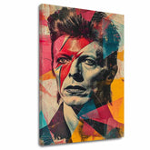 Moderan slika na platnu s motivom lice u crveno-tirkiznih nijansama, energična atmosfera, rock and roll i slava | David Bowie slika na platnu - Rebel s dušou umelca – glavna
