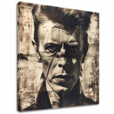 Moderan slika na platnu u smeđe-belih nijansama, muzička istorija i ikonografija | David Bowie slika na platnu - Nelútostný pogled – glavna