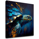 Pop art slika na platnu s motivom PREMIUM ART - Green Turtle Odyssey, okean, pejzaž, priroda u plavo-zlatnih nijansama, mirna atmosfera, pogodan za dnevnog boravka – glavna