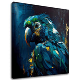 Pop art slika na platnu s motivom PREMIUM ART - Rainbow Feathers in Flight, ptica u plavo-zelenih nijansama, dramatična atmosfera, pogodan za radne sobe – glavna