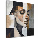 Art deko slika na platnu s motivom žena, lice, portret, ljudi u belo-bežih nijansama, mirna atmosfera, pogodan za dnevnog boravka | Elegantan slika žene Magická dokonalosť – glavna