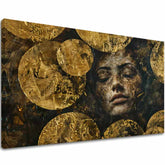 Art deko slika na platnu s motivom religiozni motiv, ljudi u zlatno-crnih nijansama, duhovnost i snovi, pogodan za dnevnog boravka | Elegantan slika žene Pod hladinou – glavna