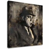 Moderan slika na platnu s motivom Al Capone - Dym i moc u crno-belih nijansama | Slika Al Capone - Dym i moc, zidna dekoracija – glavna