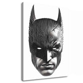 Moderan slika na platnu s motivom Batman: Hlava spravodlivosti, maska u crno-belih nijansama, intenzivna atmosfera | Slika Batman: Hlava spravodlivosti – glavna