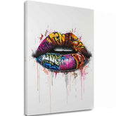 Moderan slika na platnu s motivom Graffiti Lips, grafiti u belo-ružičastih nijansama, energična atmosfera | Slika Graffiti Lips – glavna