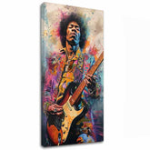 Moderan slika na platnu s motivom Jimi Hendrix - Ohnivé tóny u crno-žutih nijansama, energična atmosfera, rock and roll i kreativnost | Slika Jimi Hendrix - Ohnivé tóny – glavna