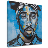 Ručno slikan slika na platnu s motivom Tupac Shakur - Rapper v nebi u crno-belih nijansama, intenzivna atmosfera | Slika Tupac Shakur - Rapper v nebi – glavna
