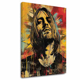 Moderan slika na platnu u žuto-crnih nijansama, rock and roll i muzička istorija | Kurt Cobain na platnu - Hudobná revolúcia – glavna