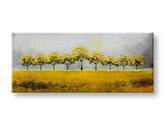 Ručno slikan slika na platnu s motivom drveće, polje, nebo u belo-plavih nijansama, mirna atmosfera, priroda, pogodan za kancelarije | Slikana slika za zid DRVEĆE – glavna