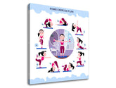 Moderan slika na platnu s motivom Home exercise plan, motivacioni citat, sportski motiv u belo-plavih nijansama, energična atmosfera, pogodan za radne sobe – proizvod