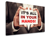 Art deko slika na platnu s motivom Its all in your hands, motivacioni citat u belo-crvenih nijansama, pogodan za kancelarije | Motivacioni slika za zid Its all in your hands_001 – proizvod