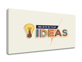Moderan slika na platnu s motivom Believe in your ideas, motivacioni citat, priroda u bež-plavih nijansama, kreativnost | Motivacioni slika za zid Believe in your ideas – proizvod