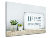 Moderan slika na platnu s motivom Life begins, motivacioni citat, priroda u zelenih nijansama, inspirativna atmosfera, pogodan za kancelarije | Motivacioni slika za zid Life begins – glavna