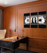 Pop art slika na platnu s motivom Al Capone na dolári u belo-crnih nijansama, drska atmosfera, pogodan za kancelarije | Najveći mafiáni na platnu Scarface- Al Capone na dolári – glavna