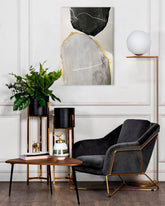 Ručno slikan slika na platnu s motivom PREMIUM ART – Abstrakt Mlynské kamene u bež-sivih nijansama, sofisticirana atmosfera | Slike na platnu - PREMIUM ART – Abstrakt Mlynské kamene – glavna