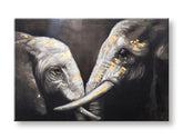 Ručno oslikana slika za zid SLONOVI 120x80 cm – 3D perspektiva platna na drvenom ramu | 100 % original | akril na platnu ARTMIE | Papilora.sk