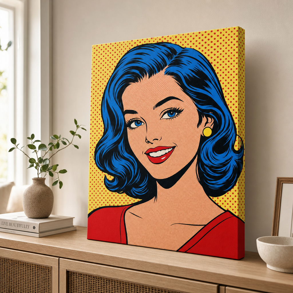 Pop-art slika na platnu sa strane – drveni podram 2 cm, štampa preko ivice, bez spoljnog rama, Papilora