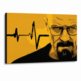 Ručno oslikana POP Art slika BREAKING BAD 1 komad brb2 – 3D визуелизација ручно осликаног платна на белој позадини. Доминантне боје: жута, црна, смеђа.