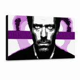 Ručno oslikana POP Art slika Dr. HAUS 1 komad 1010 dh – 3D визуелизација ручно осликаног платна на белој позадини. Доминантне боје: црна, бела, љубичаста, розе, сива.
