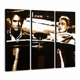 Ručno oslikana POP art slika Džejms Bond od 3 dela bond1 – 3D визуелизација ручно осликаног платна на белој позадини. Доминантне боје: црна, смеђа, бела.