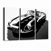 Ručno oslikana POP Art slika JAGUAR od 3 komada – 3D визуелизација ручно осликаног платна на белој позадини. Доминантне боје: црна, бела, сива.
