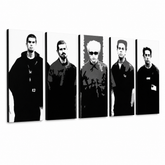 Ručno oslikana POP art slika LINKIN PARK lp ploča od 5 delova – 3D визуелизација ручно осликаног платна на белој позадини. Доминантне боје: црна, бела, сива.