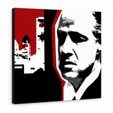 Ručno oslikana POP art slika Marlon Brando 1 komad mb8 – 3D визуелизација ручно осликаног платна на белој позадини. Доминантне боје: црна, бела, црвена.