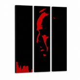Ručno oslikana POP art slika Marlon Brando 3 dela bez glutena – 3D визуелизација ручно осликаног платна на белој позадини. Доминантне боје: црна, црвена.