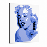 Ručno oslikana POP art slika Merilin Monro 1 komad pon – 3D визуелизација ручно осликаног платна на белој позадини. Доминантне боје: плава, бела, црна.