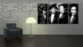 Pop art slika na platnu s motivom Corleone Family u belo-sivih nijansama okačena u enterijeru dnevnog boravka, muzička istorija i ikonografija | Ručno slikan POP Art slika Corleone Family – enterijer