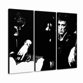 Ručno oslikana POP art slika SKARLICE - AL PAĆINO 6 delova al5 – 3D визуелизација ручно осликаног платна на белој позадини. Доминантне боје: црна, бела.