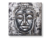 Ručno slikan slika na platnu s motivom BUDHA, Buddha u belo-sivih nijansama, mirna atmosfera, duhovnost, pogodan za dnevnog boravka | Slikana slika za zid BUDHA – glavna