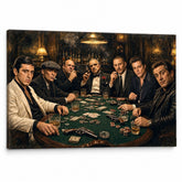 Slika 7 mafijaša za pokerskim stolom, legende kultnih filmova kao vrhunski dekor na platnu od brenda Papilora.