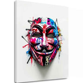 Moderan slika na platnu s motivom Anonymous Mask u belo-crnih nijansama, energična atmosfera | Slika Anonymous Mask – glavna