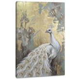 Slika belog pauna na platnu — 3D vizuelizacija canvasa sa vidljivim drvenim ramom, Papilora Premium Art.
