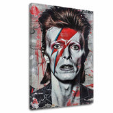 Moderan slika na platnu s motivom Davida Bowieho - Ikona hudby i štýlu u belo-crnih nijansama, intenzivna atmosfera, muzička istorija i ikonografija – glavna