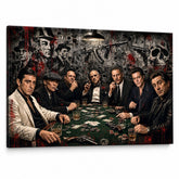 Slika mafijaša za pokerskim stolom na tamnom zidu – 7 gangsterskih filmskih legendi na platnu Papilora