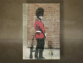 Klasičan slika na platnu s motivom Street ART – Banksy, pejzaž, more i plaža u ljubičasto-plavih nijansama, melanholična atmosfera, višedelna izvedba – glavna