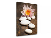 U boho stilu slika na platnu s motivom FENG SHUI, cveće, priroda u belo-ružičastih nijansama, mirna atmosfera, priroda, pogodan za dnevnog boravka | Slika na platnu FENG SHUI_059-11 – proizvod