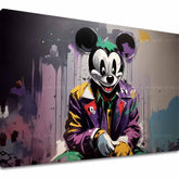 Pop art slika na platnu s motivom Mickey Mouse z Horroru, dečji motiv u ljubičasto-zelenih nijansama, drska atmosfera, pop kultura i nostalgija | Slika na platnu - Mickey Mouse z Horroru – glavna