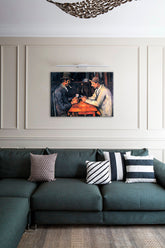Vintage slika na platnu s motivom Paul Cézanne - Hráči kariet, dečji motiv u bež-smeđih nijansama, kontemplativna atmosfera, pogodan za radne sobe – glavna