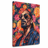 Moderan slika na platnu s motivom Snoop Dogg - Ikona rapovej scény, cveće u narandžastih nijansama | Slika Snoop Dogg - Ikona rapovej scény – glavna