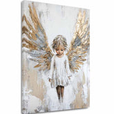 slika anđela na platnu – 3D vizualizacija canvasa sa vidljivim drvenim okvirom, Papilora Premium Art.