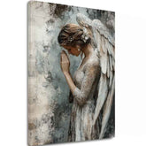 slika anđela na platnu – 3D vizualizacija canvasa sa vidljivim drvenim okvirom, Papilora Premium Art.