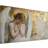 slika anđela na platnu – 3D vizualizacija canvasa sa vidljivim drvenim okvirom, Papilora Premium Art.