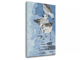 Moderan slika na platnu s motivom GALEBOVI, životinja u belo-smeđih nijansama, mirna atmosfera, primorski život i priroda, pogodan za dnevnog boravka | Slika na platnu GALEBOVI – proizvod