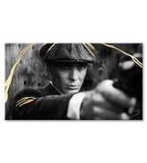 Ručno slikan slika na platnu s motivom PREMIUM ART – Peaky Blinders Thomas Shelby u sivo-zlatnih nijansama, intenzivna atmosfera | Slike na platnu - PREMIUM ART – Peaky Blinders Thomas..., pogled 3
