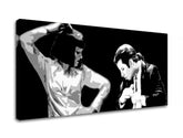 Pop art slika na platnu s motivom Pulp Fiction, muškarac u odelu, priroda u belo-crnih nijansama, dramatična atmosfera, pogodan za kancelarije – proizvod, pogled 2